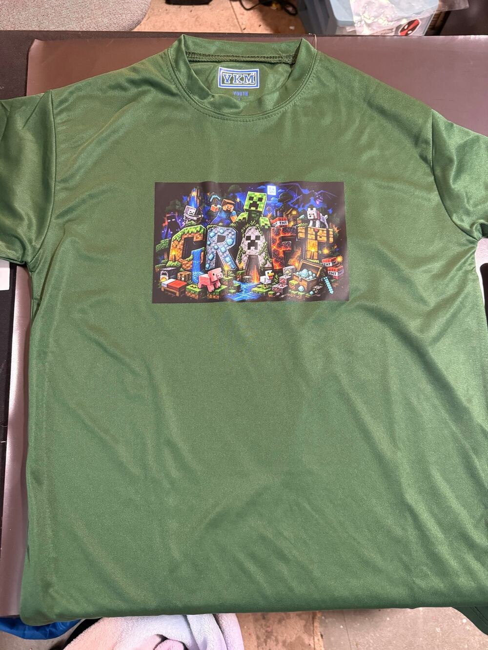 Minecraft Craft Gaming Graphic Green T-Shirt Youth Large